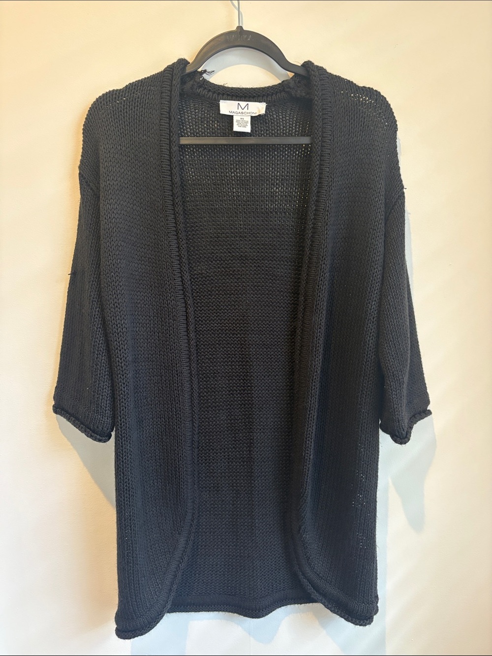 Magaschoni Black Open-Front Lightweight Cardigan